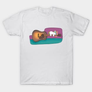 Yuni Sleeps On A Guitar T-Shirt